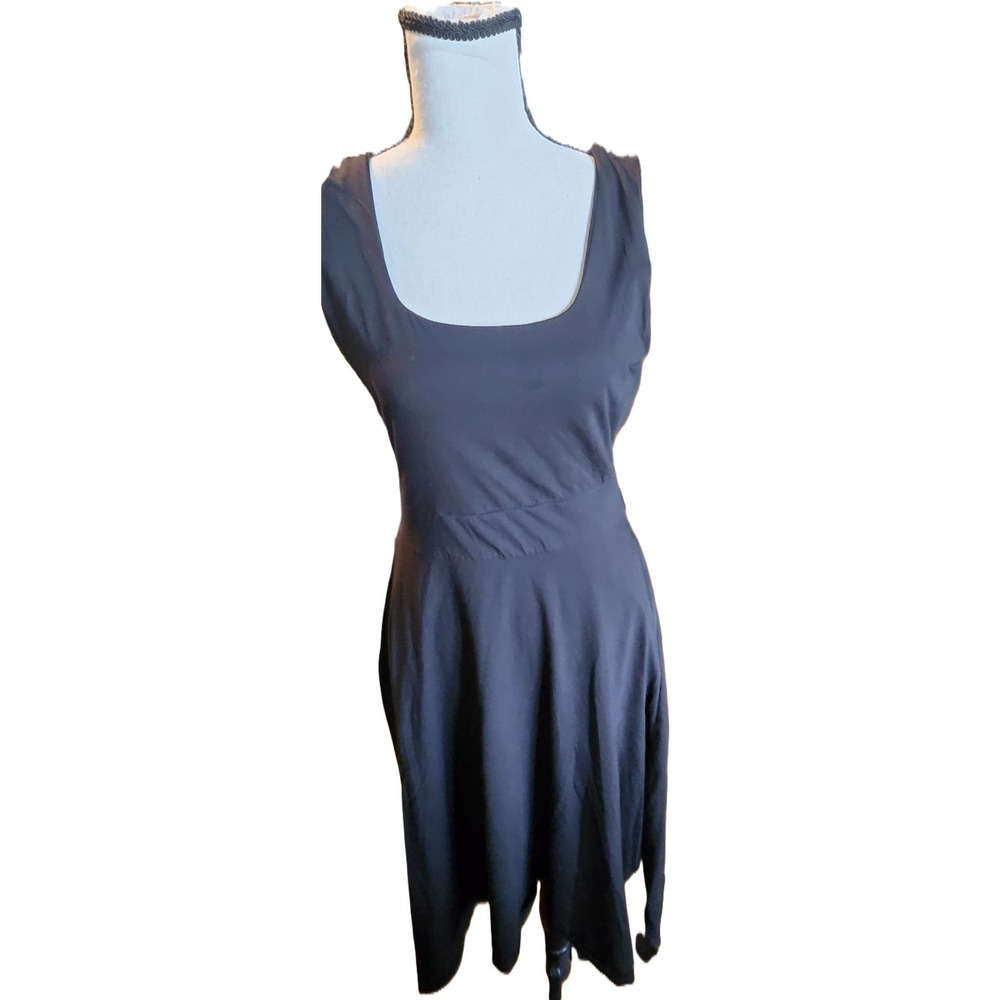Pact Organic Fit And Flare Womens M Black Square Neck Dress Casual 1-01694